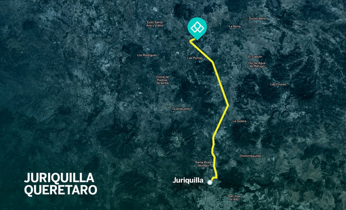 map distance world port to juriquilla qto
