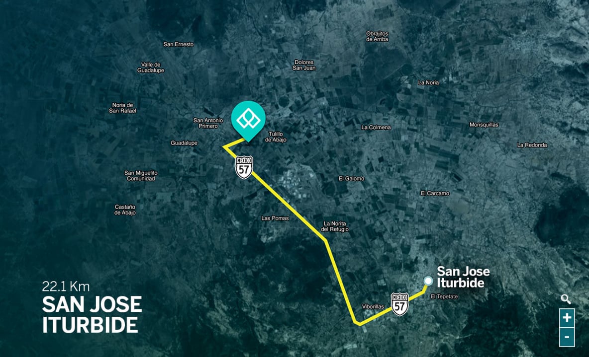 map distance world port to san jose iturbide